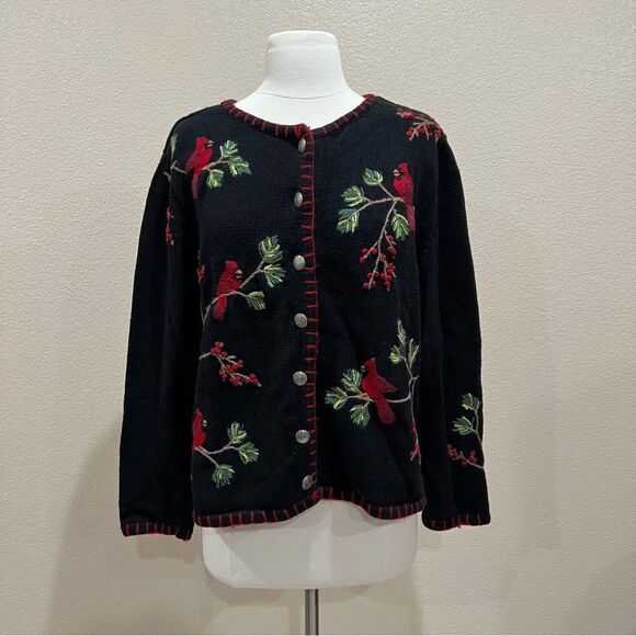 Coldwater Creek Cardinals Black Knit Cardigan Size XL - Picture 6 of 14